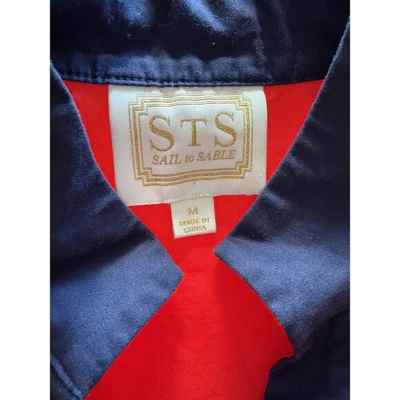 STS Sail to Sable Poplin Tunic Dress - M - Red Navy Preppy Holiday Resortwear - Picture 3 of 10